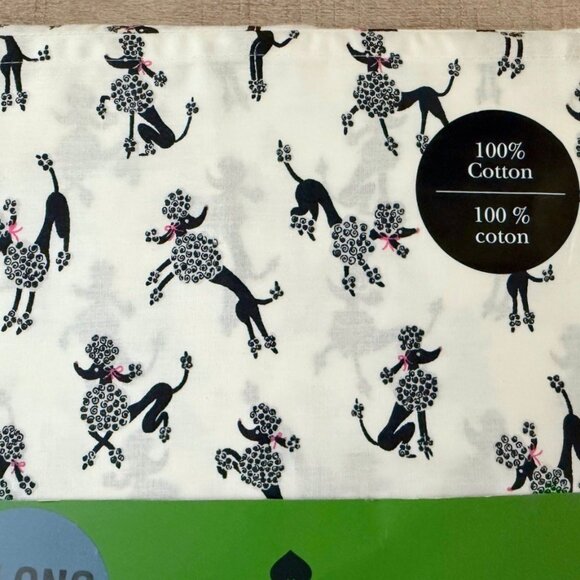 NEW Kate Spade Twin XL Cotton Sheet Set French Poodle Dog Print ALL COTTON - Picture 4 of 4